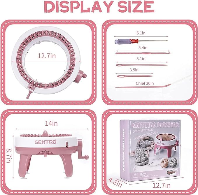 Image of Suicune Plastic Sentro Knitting Machine, 48 Needles Knitting Loom Machine with Row Counter, Smart Weaving Loom Knitting Round Loom, Knitting Board Rotating Double Knit Loom for Home