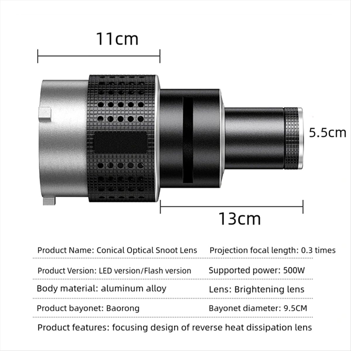 Photographie Flash Snoot Lentille conique Modélisation Vidéo Forme Studio Photo Kit avec Spot Optique 35 Gobos
