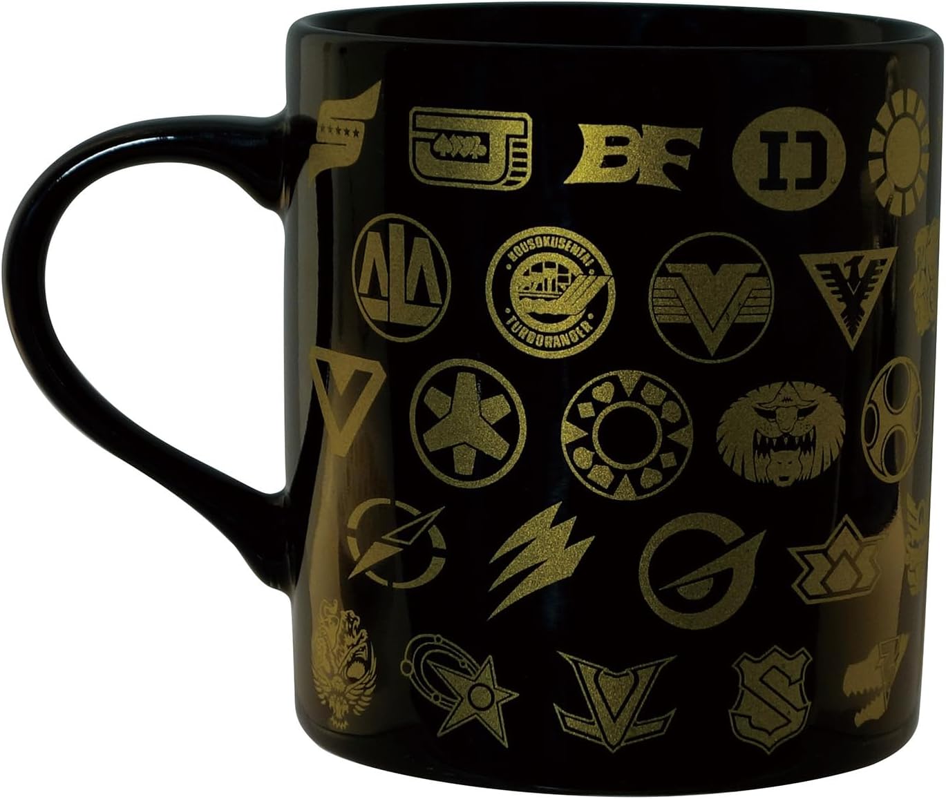 Super Sentai Series 032142 50th Anniversary Emblem Mug, Large, Approx. 10.1 fl oz (300 ml), Microwave and Dishwasher Safe, Tableware, Goods, Miscellaneous Goods, Black, Made in Japan