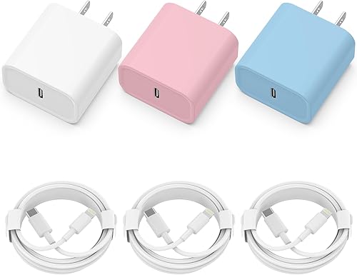 Miniatura 11 de Cargador de iPhone de carga rápida, paquete de 2 bloques de cargador de pared USB C de 20 W con 2 cables tipo C a Lightning certificados MFi de 6