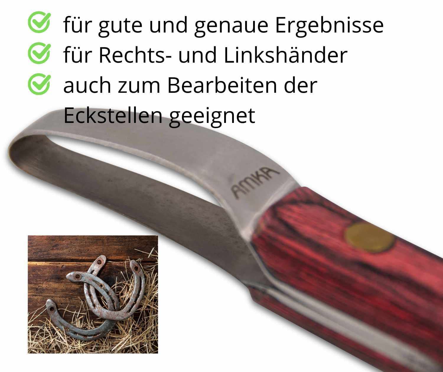 AMKA PRO Schlaufen Hufmesser Klauenmesser Rinnmesser Carbon Stahl Schlaufenhufmesser ergonomischer Griff