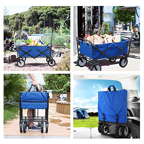 HEMBOR Collapsible Outdoor Utility Wagon, Heavy Duty Folding Garden Portable Hand Cart, with 8