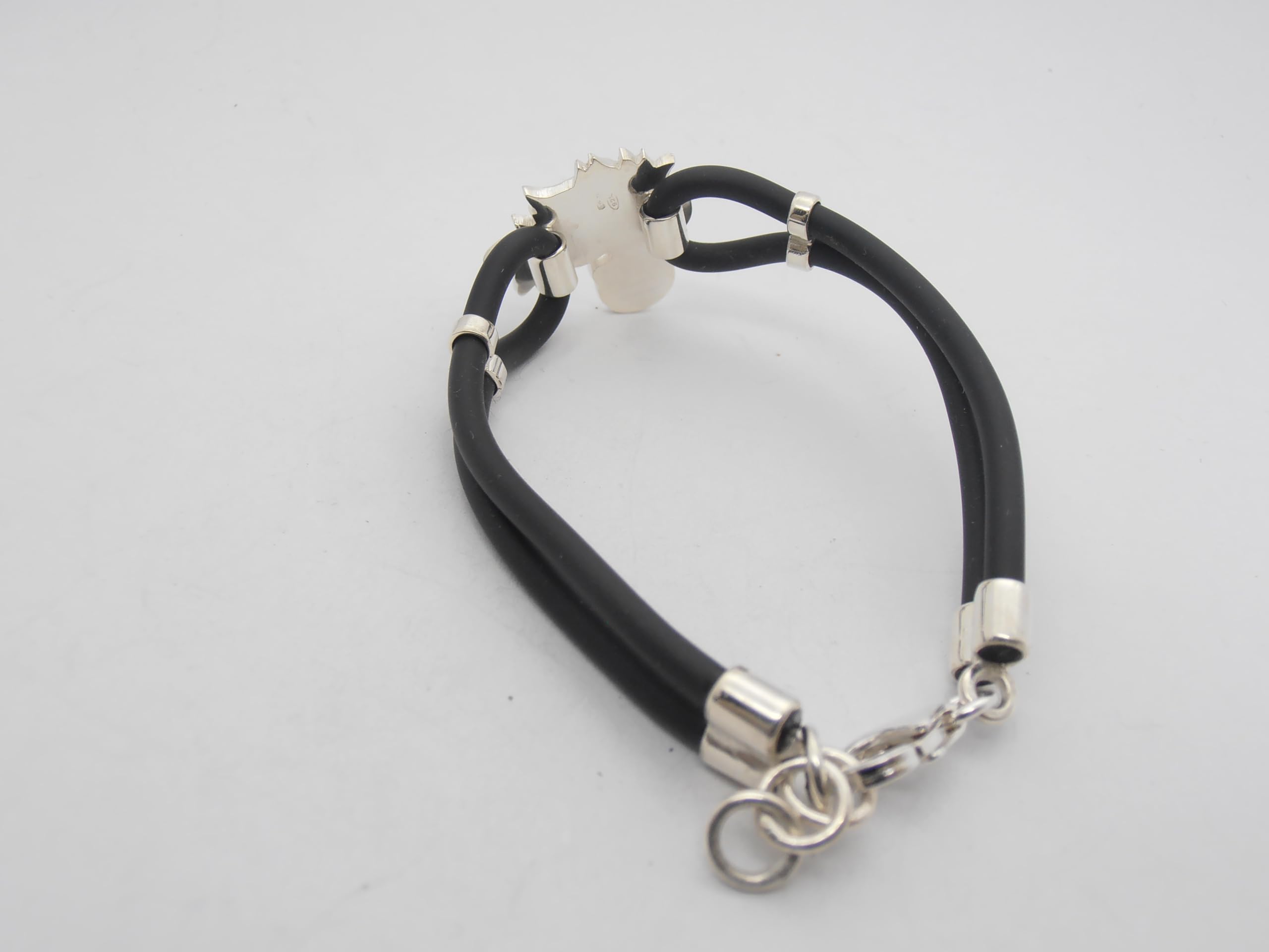 Fiamma dell'Arma dei Carabinieri : Braccialetto in Argento 925 e Caucciù - Bracciale