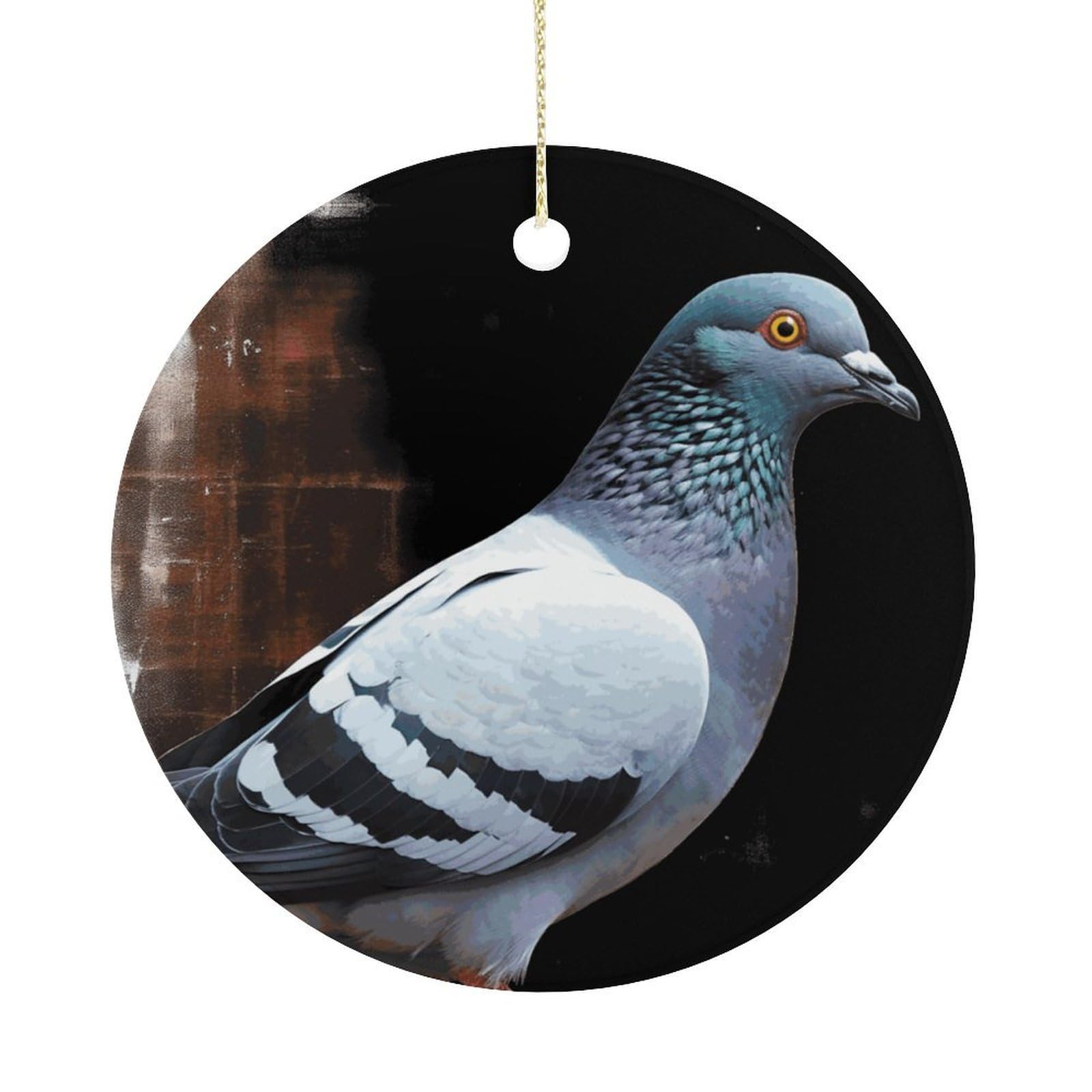 Personalized Christmas Ornaments 2025 Ceramic Hanging Pigeon Ornaments with Gold String Double-Sided Vintage Holiday Decorations for Tree Mantel Tabletop Xmas Party Favors