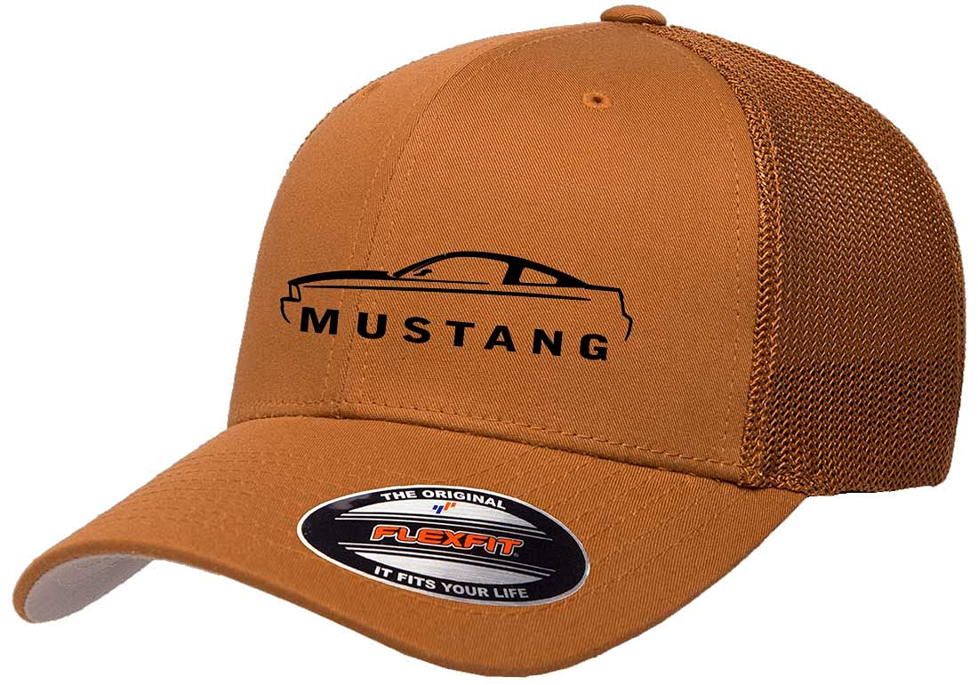 2005-09 Ford Mustang Hardtop Classic Outline Design Flexfit 6511 Trucker Mesh Fitted Cap