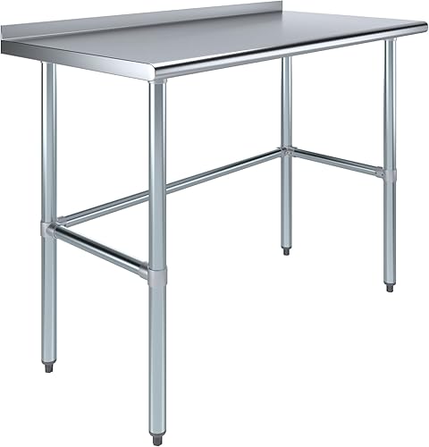 Miniatura 8 de Mesa de trabajo de acero inoxidable con base abierta con protector contra salpicaduras de 1.5 pulgadas (18 x 36)