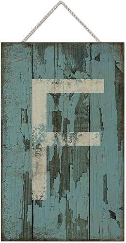 Vista 49 de Letrero colgante de madera con letra A, letrero de madera, decoración del hogar, 26 letras del alfabeto de metal, placa de madera, decoración