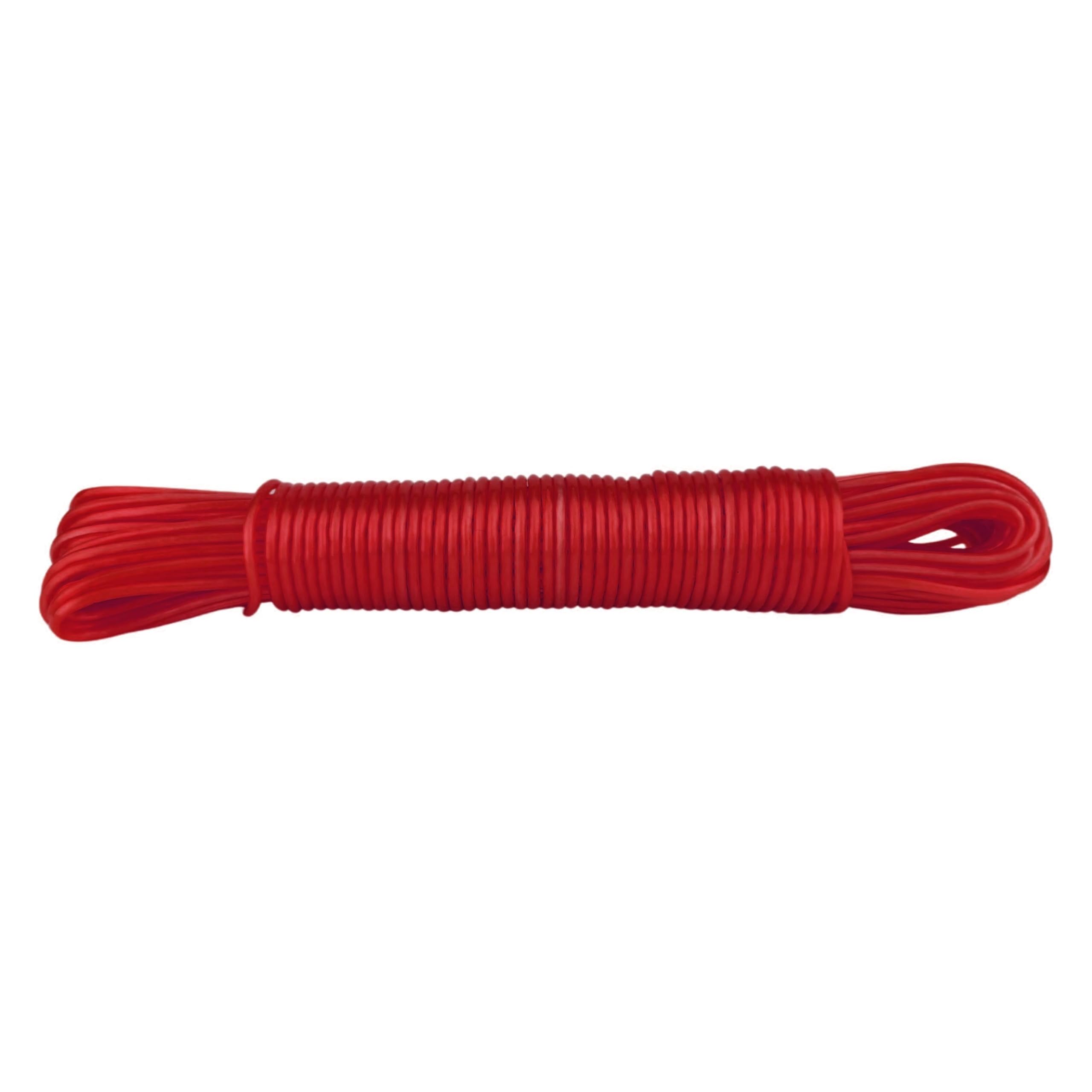 IDEA HOME CRISTAL 20m Heavy Duty Plastic Washing Line - Red, 20 M