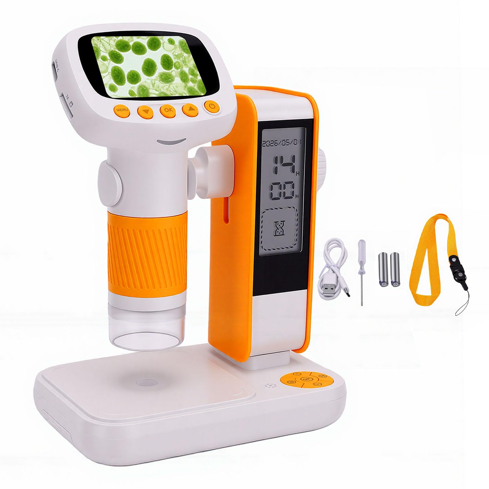Microscopio per Bambini, Microscopio Digitale Portatile con Ingrandimento da 50X a 1000X con Schermo a Colori e 8 Luci LED Regolabili, Compatibile con PC USB per Ragazzi e Ragazze Dai 3 Anni