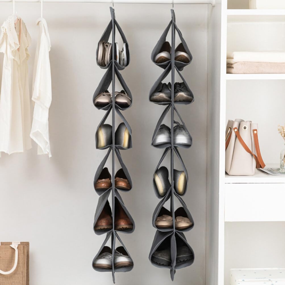 Cabilock Dual Sided Hanging Handbags Organizer Closet Shoe Holder Pockets Storage Travel Shoe Rack Underwear Socks Legging Holder for Towel Scarf Clothes