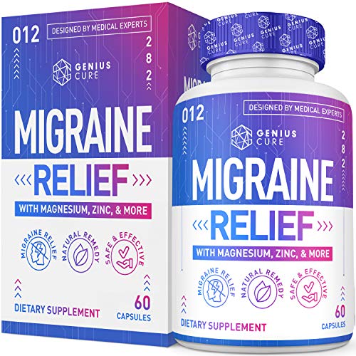 Migraine Headache Relief Supplement  Dr. Recommended Supplement to Help Prevent Pain, Nausea, Sensitivity & Auras from Tension & Chronic Strain - Genius 60 Vegan Caps