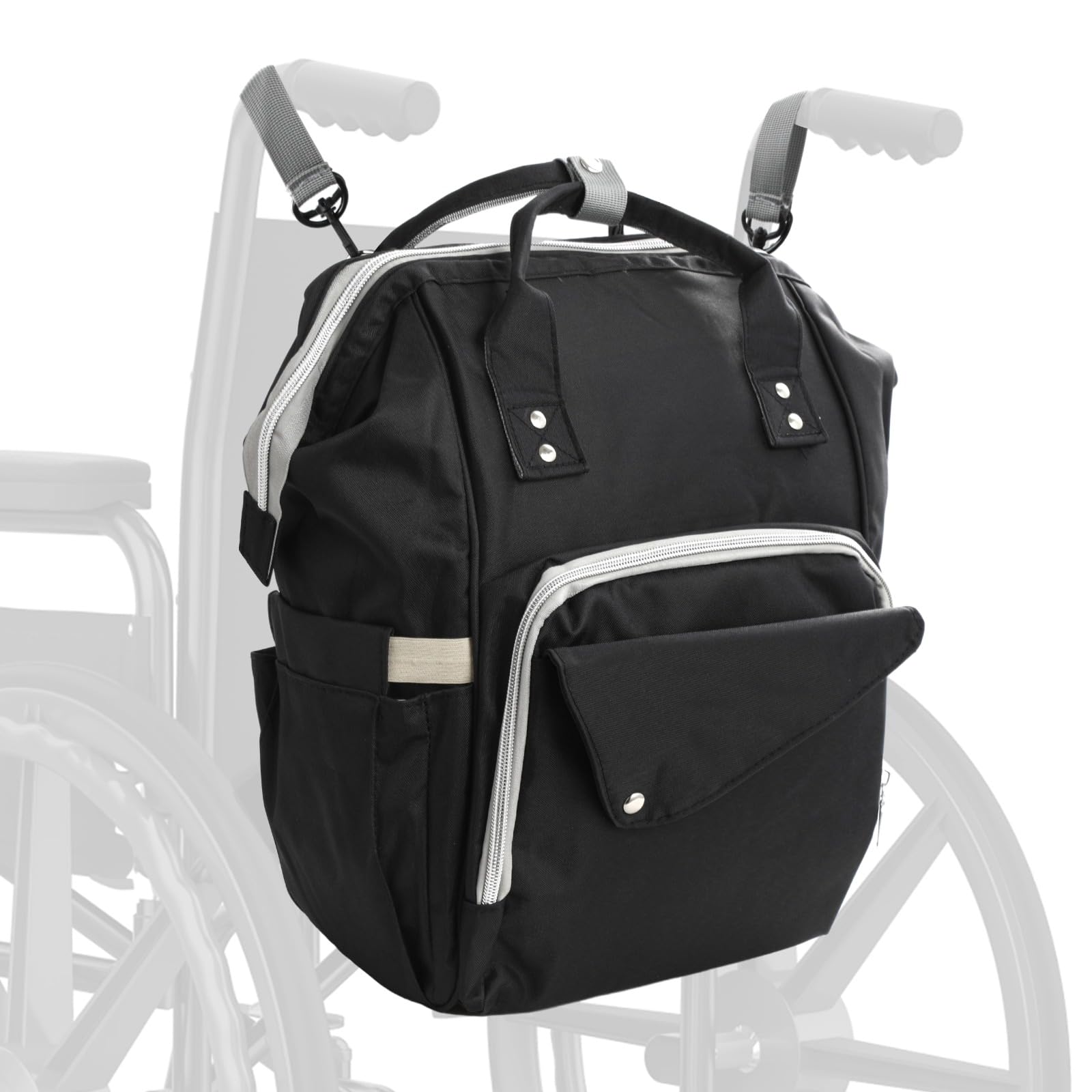 Wheelchair Backpack Bag to Hang On Back - Wheelchair Storage Bag, Hang-on Storage Pouch for Wheelchair Users, Large Carry Case, Wheelchair Travel Organizer Bag for Men, Women