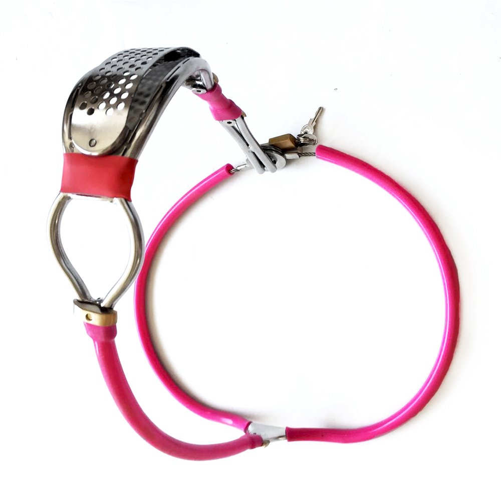 Edelstahl Keuschheitsgürtel Frau Unsichtbar Keuschheitskäfig Verstellbarer Sexy Unterwäsche Höschen Chastity Device Bondage Sexspielzeug (Rosa, Verstellbar 60-90mm)