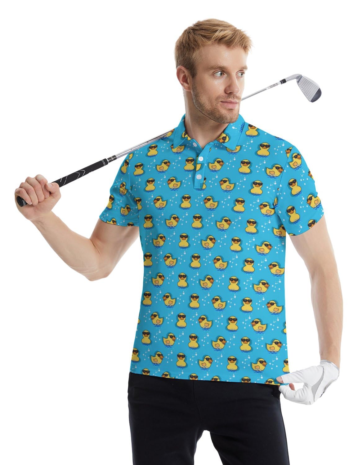 HUURAY Golf Poloshirts Lustig Herren Lustig Print Kurzarm Schnell Trocknende Poloshirt Hawaii Poloshirt Golf Outfit | Lustiges, feuchtigkeitsableitendes Golf-Shirt, schnelltrocknend, kurzärmelig, atmungsaktiv, lässiger Druck, Poloshirt