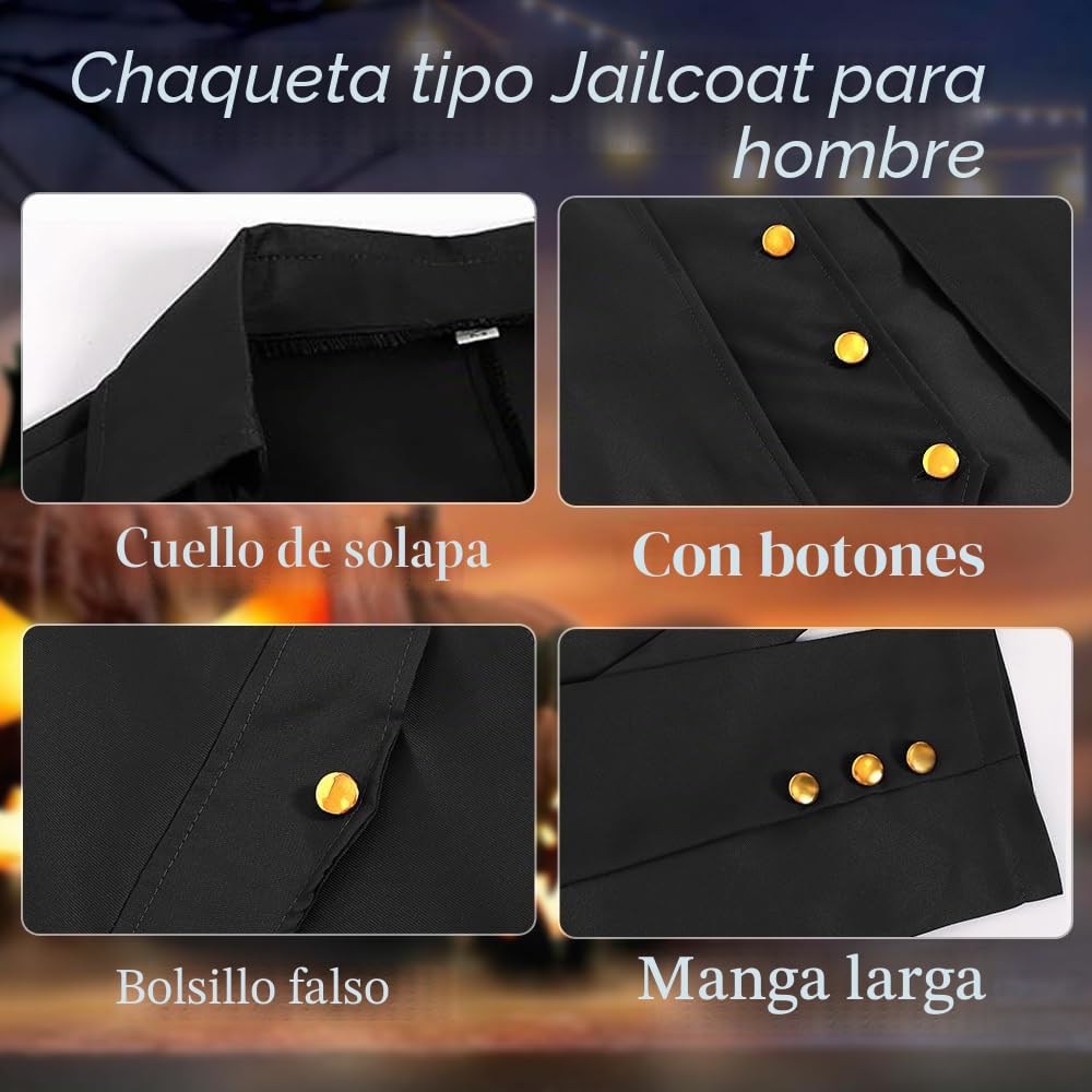 Abrigo gótico steampunk para hombre, chaqueta medieval victoriana vintage, uniforme largo, esmoquin renacentista, pirata, vampiro, fiesta, cosplay, disfraces para adultos y hombres