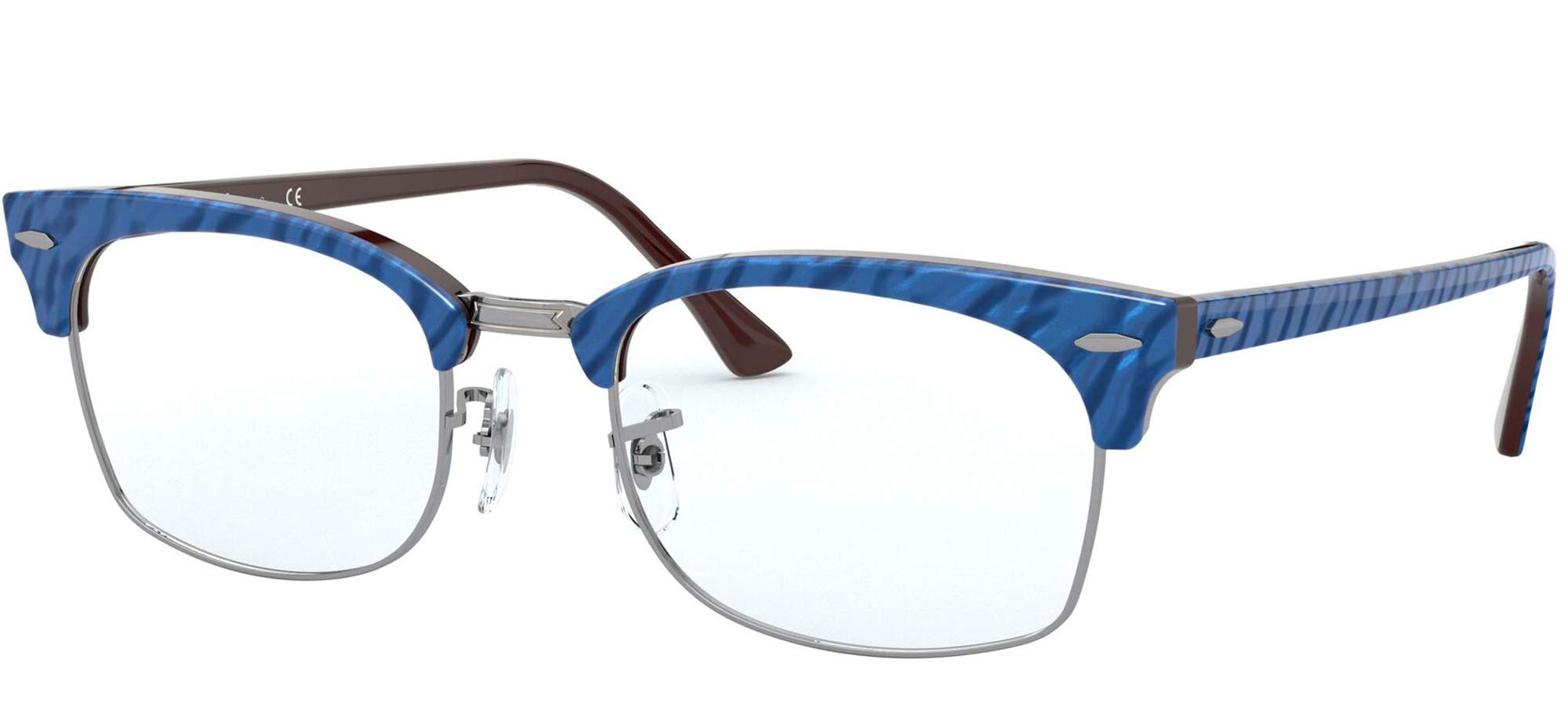 Ray-Ban RX3916V Clubmaster Square Prescription Eyeglass Frames, Top Wrinkled Blue on Brown/Demo Lens, 50 mm