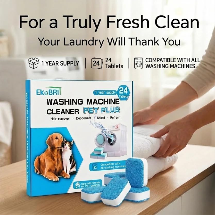 24-Count EKoBRIT Enzyme Washing Machine Cleaner Tablets for Pet Hair - image 7