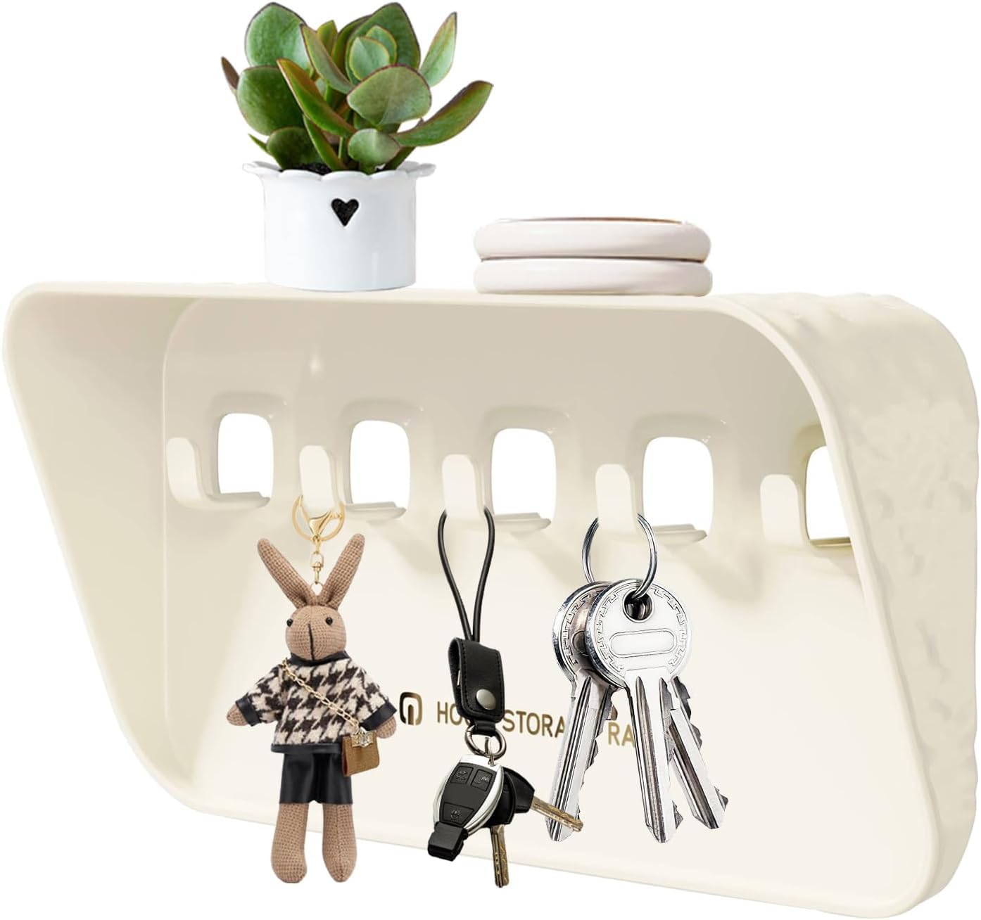 Mforall Key Holder Key Holder with Key Hooks Key Organiser Wall Storage Shelf Wall Mounting for Keys Hooks for Home, Office, Kitchen, Bathroom, Bedroom, Living Room 5 Hook (White)-image-17