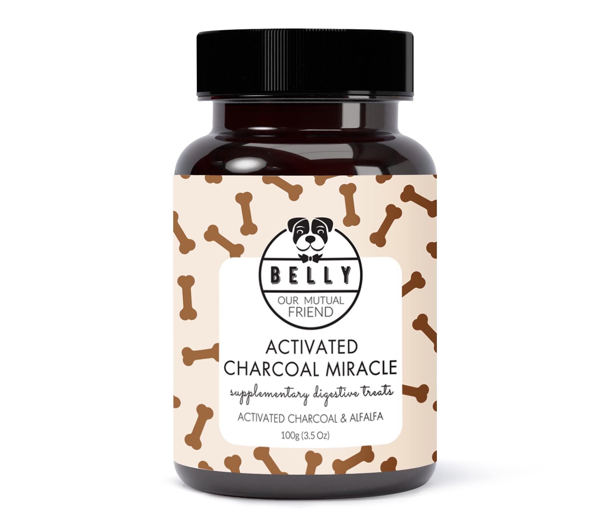 Belly Snack para Mal Aliento Perros y Efecto Anti Sarro Perros con Carbón Activado, 100gr - Complemento Digestivo para Perros Cachorros y Adultos contra Gases y Diarrea - Refuerza Sistema Inmunitario