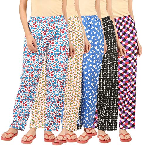 Image of LADY WILLINGTON Womens Track Pant Lower Cotton Printed Payjama /Lounge Wear -Soft Cotton Night Wear /Pyjama for Women(Pack of 5PIECES), Prints May Vary (Assorted Pyjama),