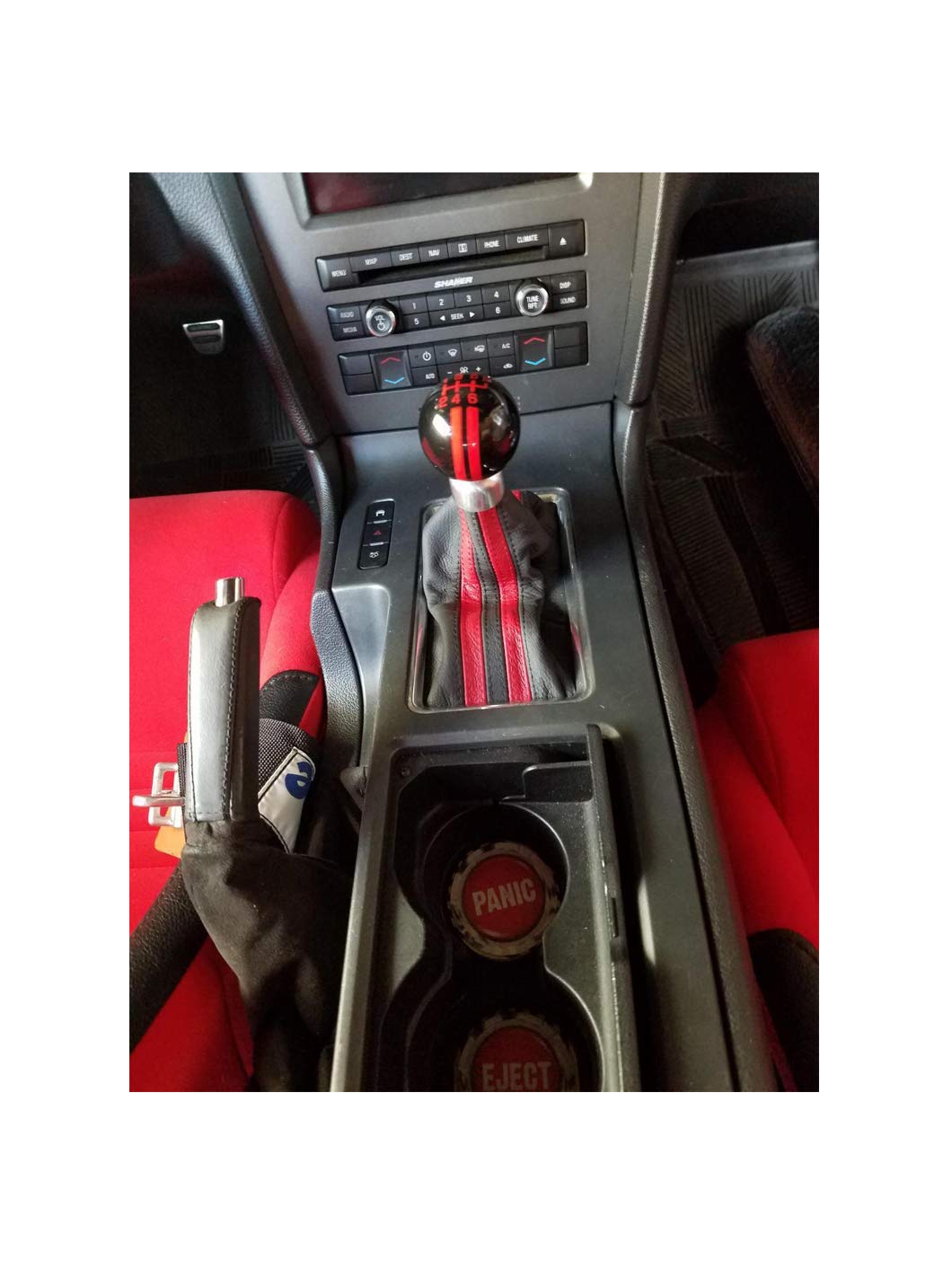 Ford Mustang Shelby GT500 Shift Knob - 6-Speed, Resin, Black & Red With Cobra