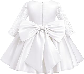 Flower Girl Satin Bowknot Lace Tutu Dress for Kids Baby Princess First C...
