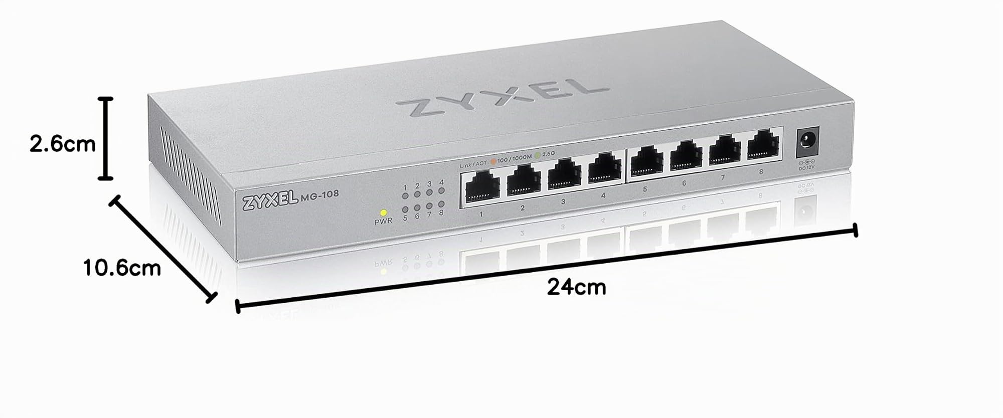 Zyxel Commutateur Non-administrable Multi-Gigabit 8 Ports 2.5G pour Le Divertissement à Domicile ou Le réseau Soho [MG-108]