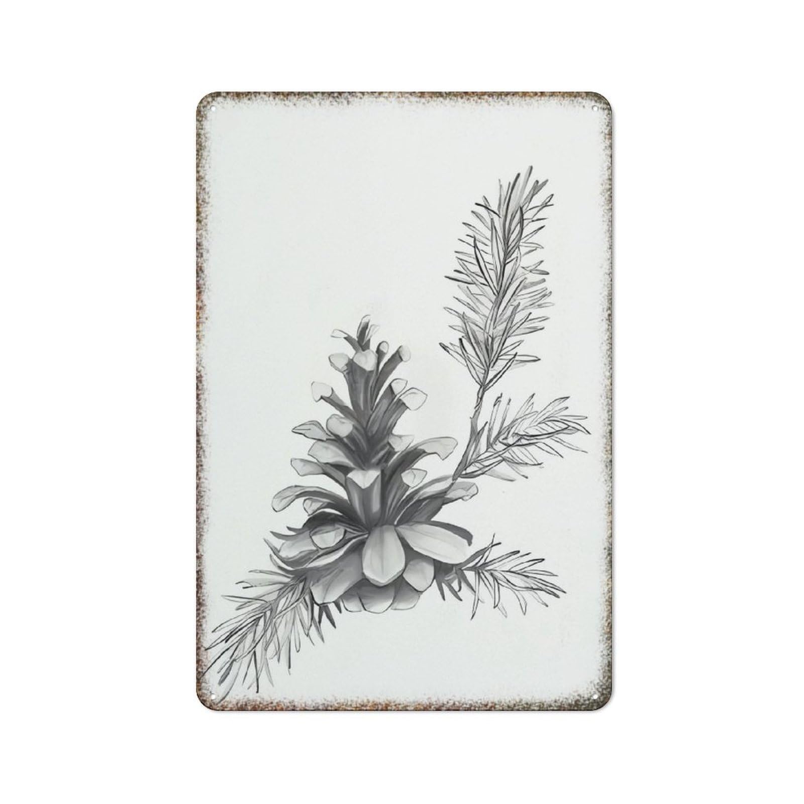 Winter Pinecone Xmas Vintage Art Embossed Metal Sign Humorous Multi-scene Household Wall Decor 8x12 Inch