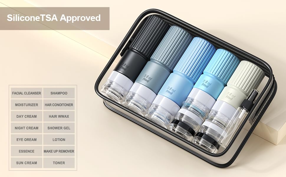 19 pack Travel Bottles for Toiletries,TSA Approved Silicone Travel Containers jar for Toiletries,Leak Proof 3oz Refillable Liqus Shampoo And Conditioner Travel Essentials toiletry (black)4