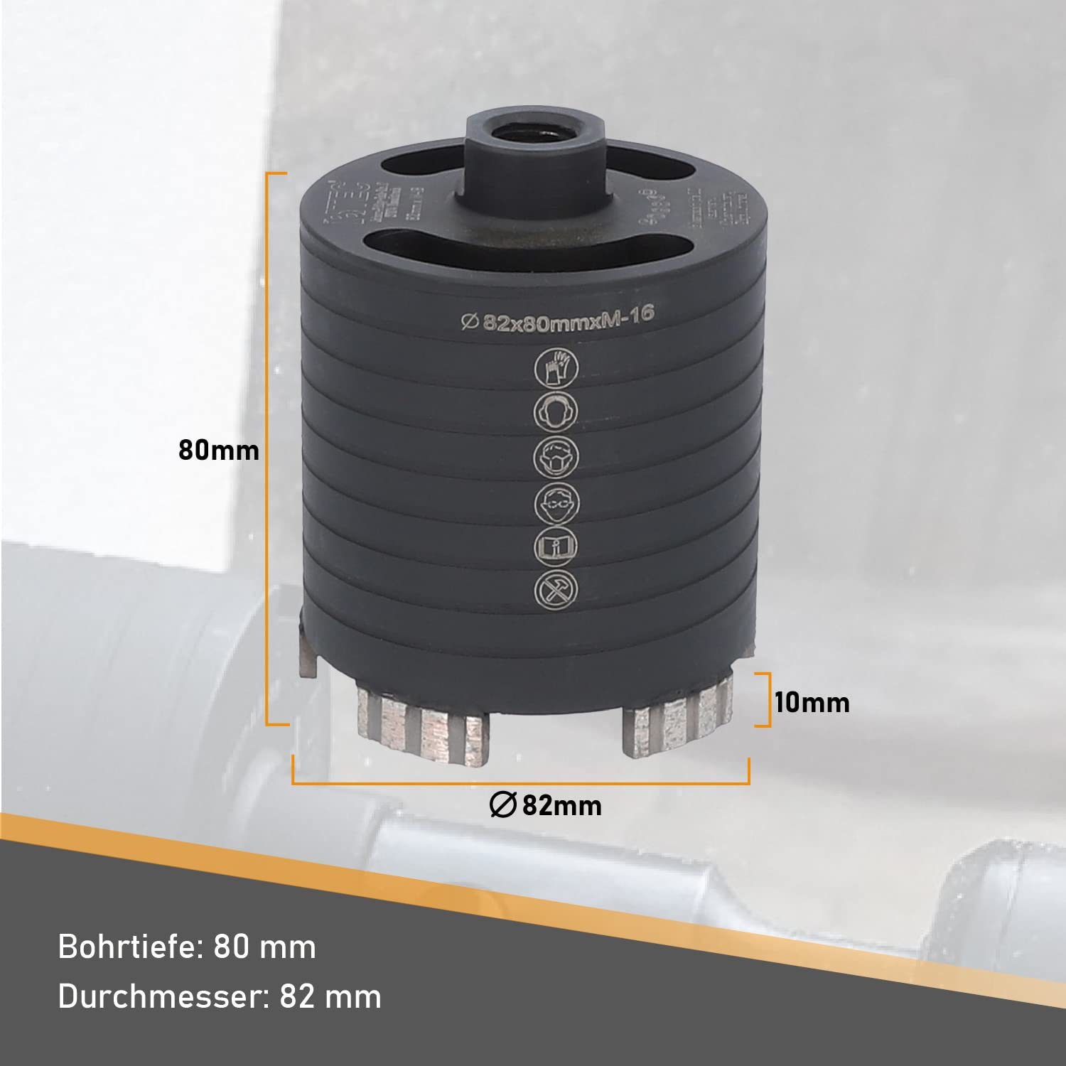 BTEC – Diamant Dosensenker 82 mm mit M16-Aufnahme + 80 mm Nutzlänge – Dosenbohrer für Mauerwerk, Kalksandstein, Ziegel, Poroton, Putz uvm. – Diamant Bohrkrone