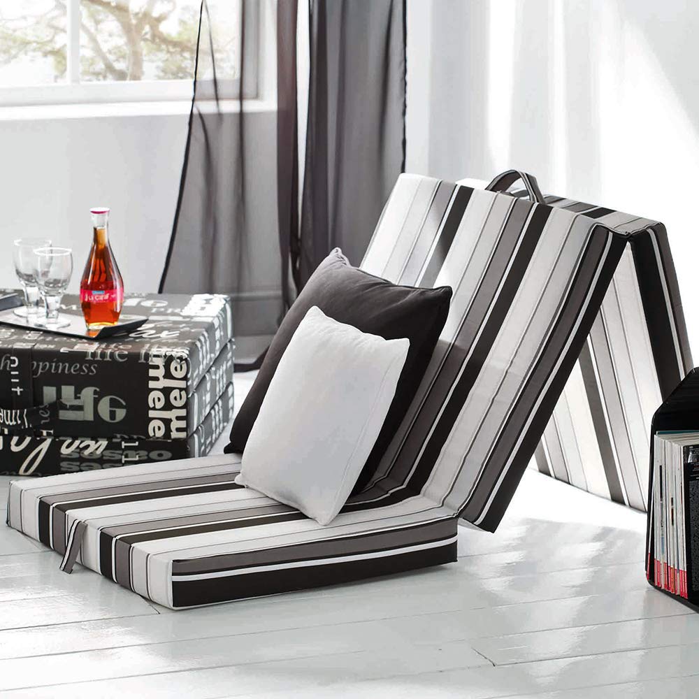 VitaliSpa Colchón Plegable, Negro, 190 x 70 cm, Plegable con Asas de Transporte para Opciones de Uso Flexibles