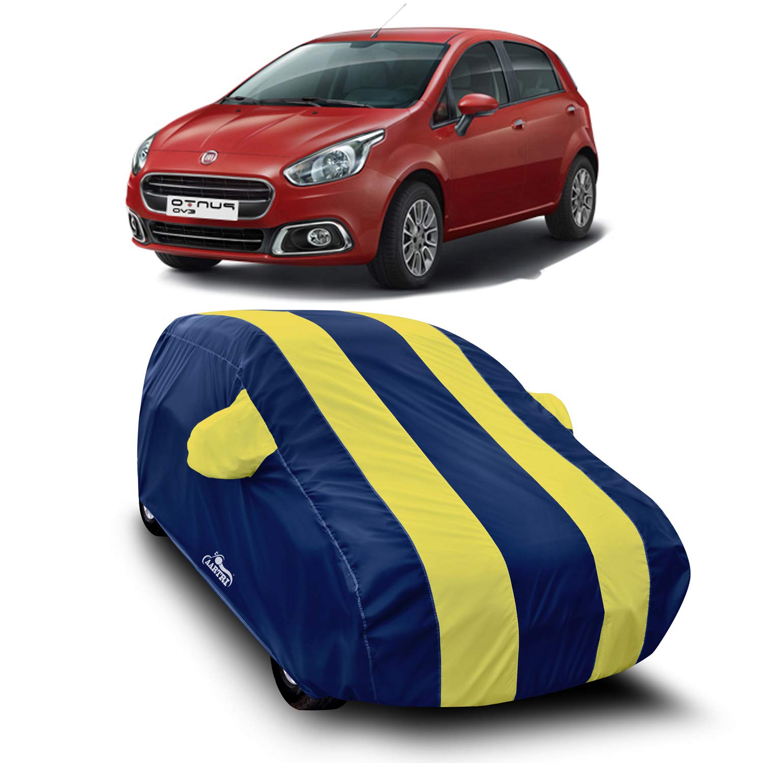 Cover Lab Presents Prime Quality Water Resistant Car Body Cover Compatible with Fiat Punto Evo (Yellow with Mirror)