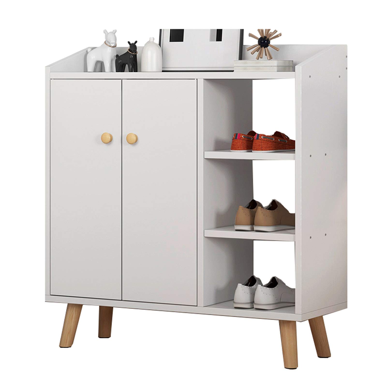 Amazon.com: ZEELYDE Shoe Rack,Open Storage Withdoor Wooden Legs