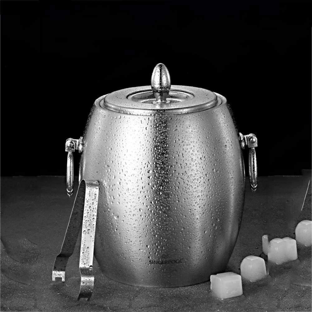Cubo de hielo de acero inoxidable con aislamiento de doble pared, enfriador de vino de acero inoxidable con aislamiento, cubo de hielo con tapa, pinzas para hielo, filtro, cubo de vino portátil p