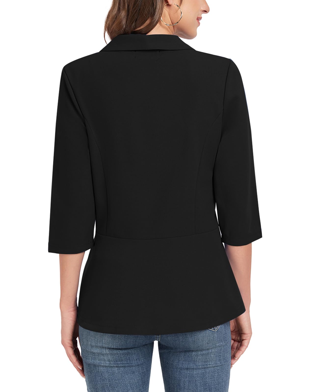 Blazer für Damen, 3/4-Ärmel, vorne offen, Blazer, Knopf, Schalkragen, Damenjacken, Arbeit, Büro, Blazer, Jacken