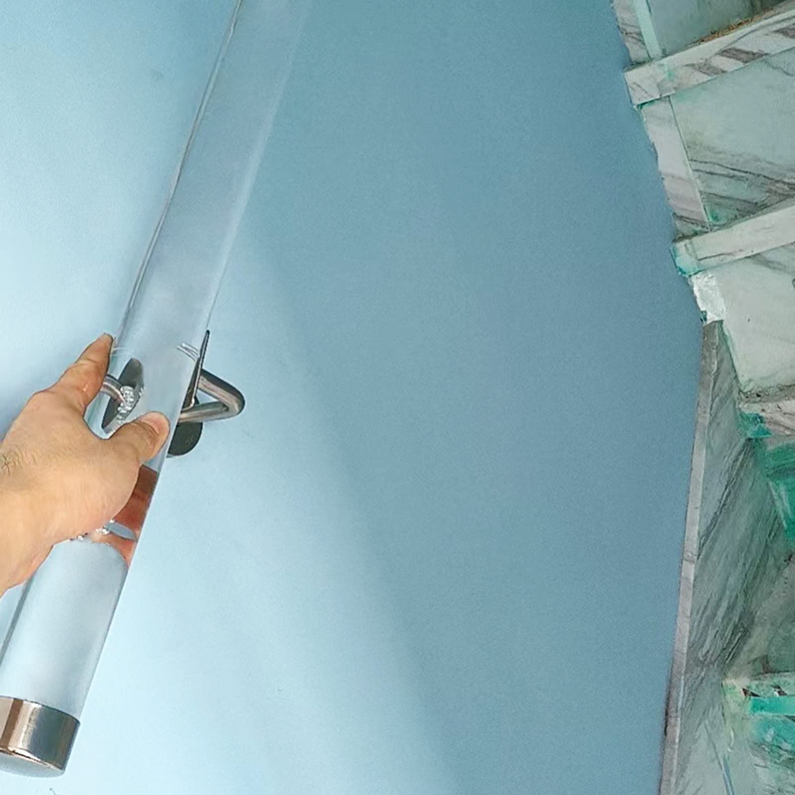 Rampe d escalier en acrylique transparent 190 cm main courante avec support