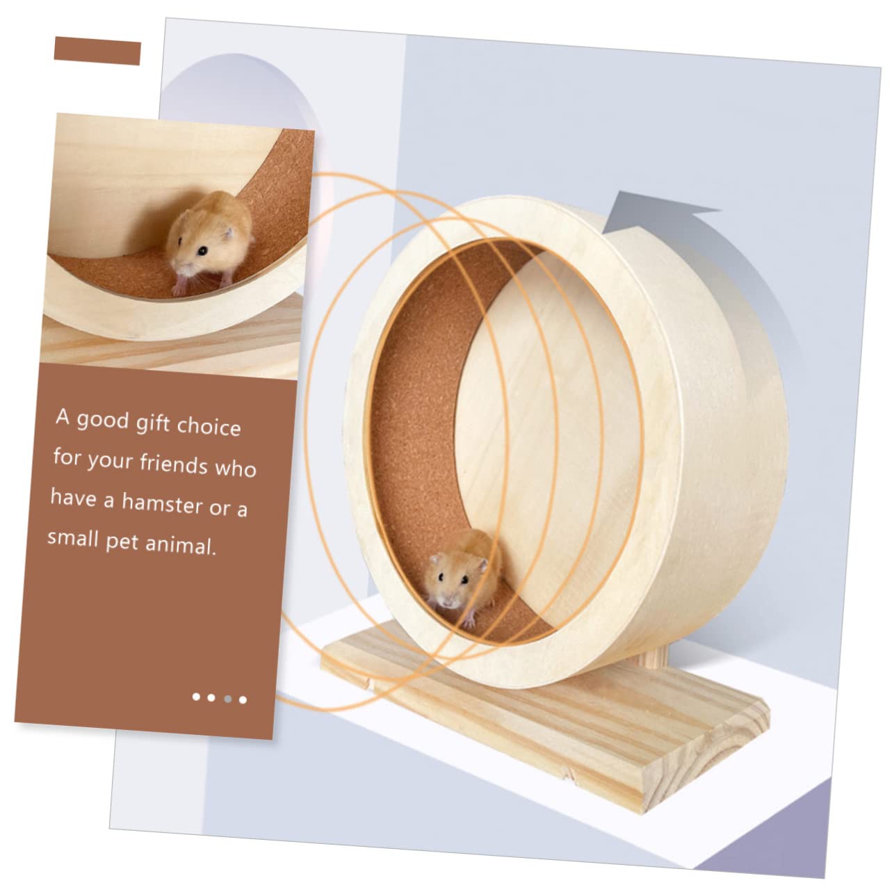 Happyyami Ruota Per Criceti Design Silenzioso Giocattolo in Legno Per Ricci Attrezzo Per Piccoli Animali Domestici Riduce La Noia e Promuove Attività