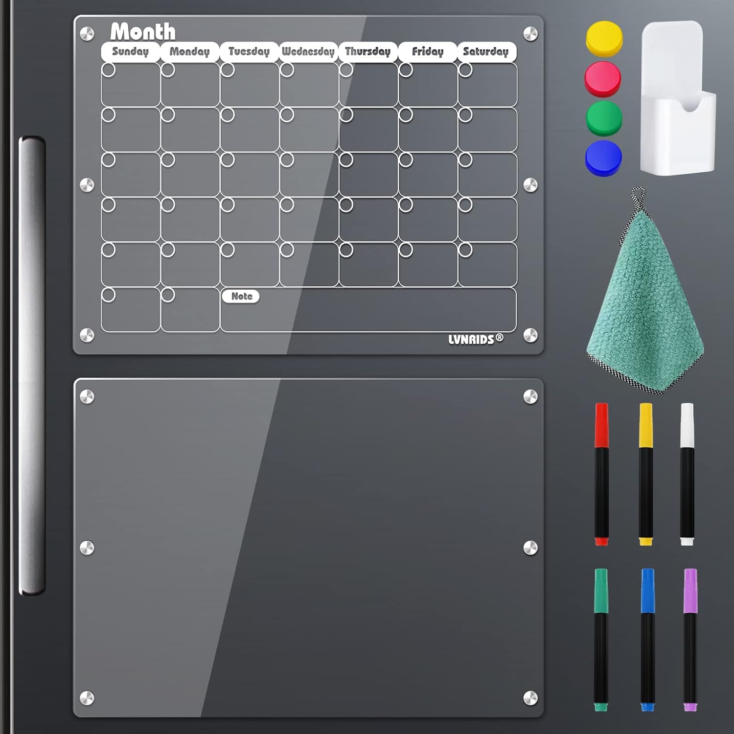 LVNRIDS Acrylic Calendar for Fridge 2 Set, 16.5 x 12 Inch