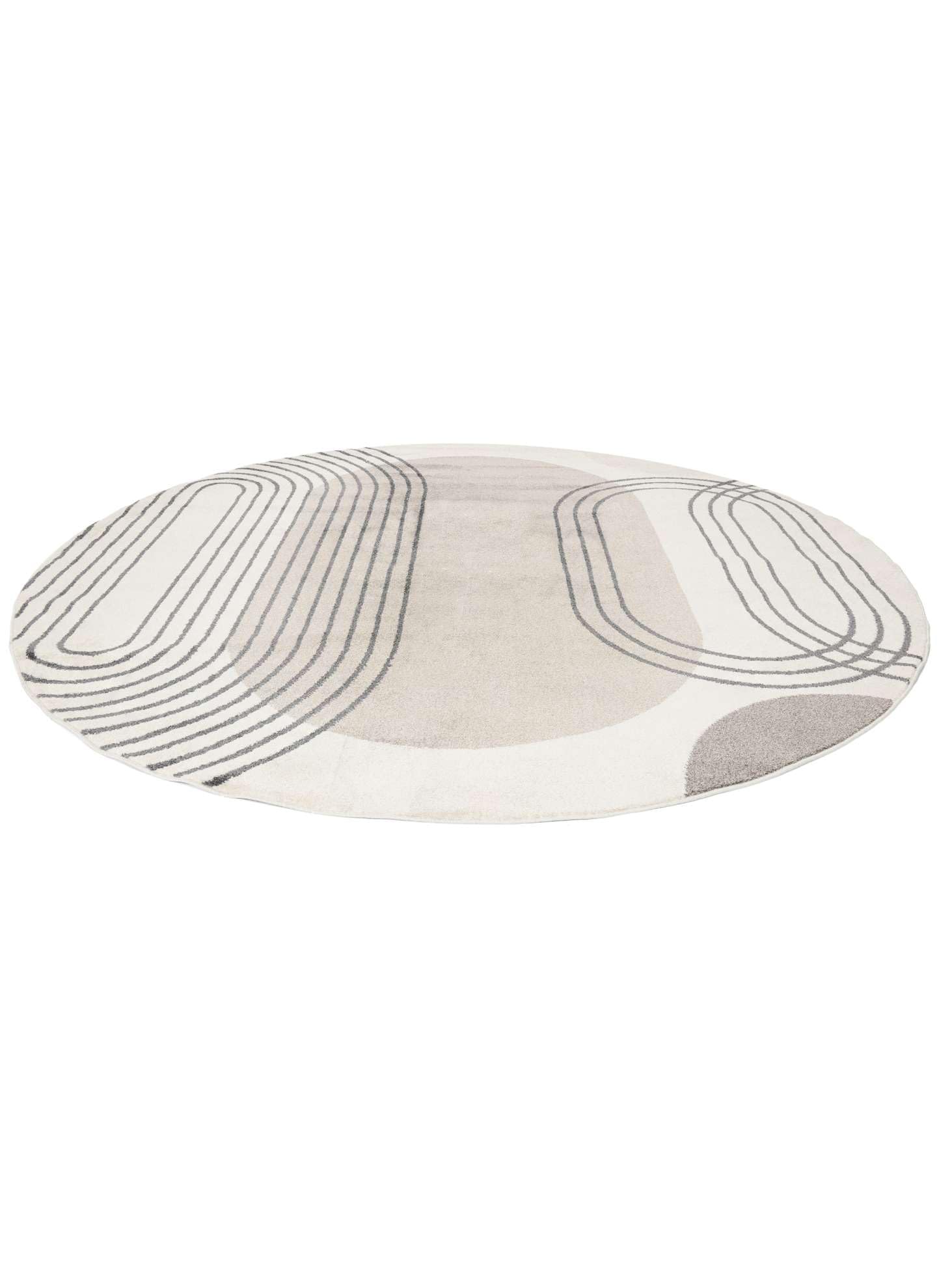 RugVista Amphi Teppich, Ø 240 cm, Grau/Taupe | Moderne, Rund, Niedriger Stapel, Nur chemische Reinigung, Oeko-Tex 100