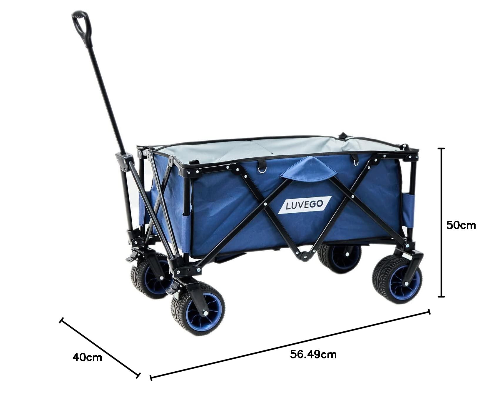 Luvego Faltbarer Bollerwagen - Geräumiger bollerwagen, Geländegängigen Rädern, 100KG Tragfähigkeit, Verstellbarer Griff, Kompakte Aufbewahrung, 80x39x33CM