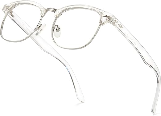 Cyxus Blue Light Glasses Men Retro Semi Rimless Clear Blue Light Glasses for Computer Eye Strain Gaming Glasses Anti Harmful Blue Light for Men Women