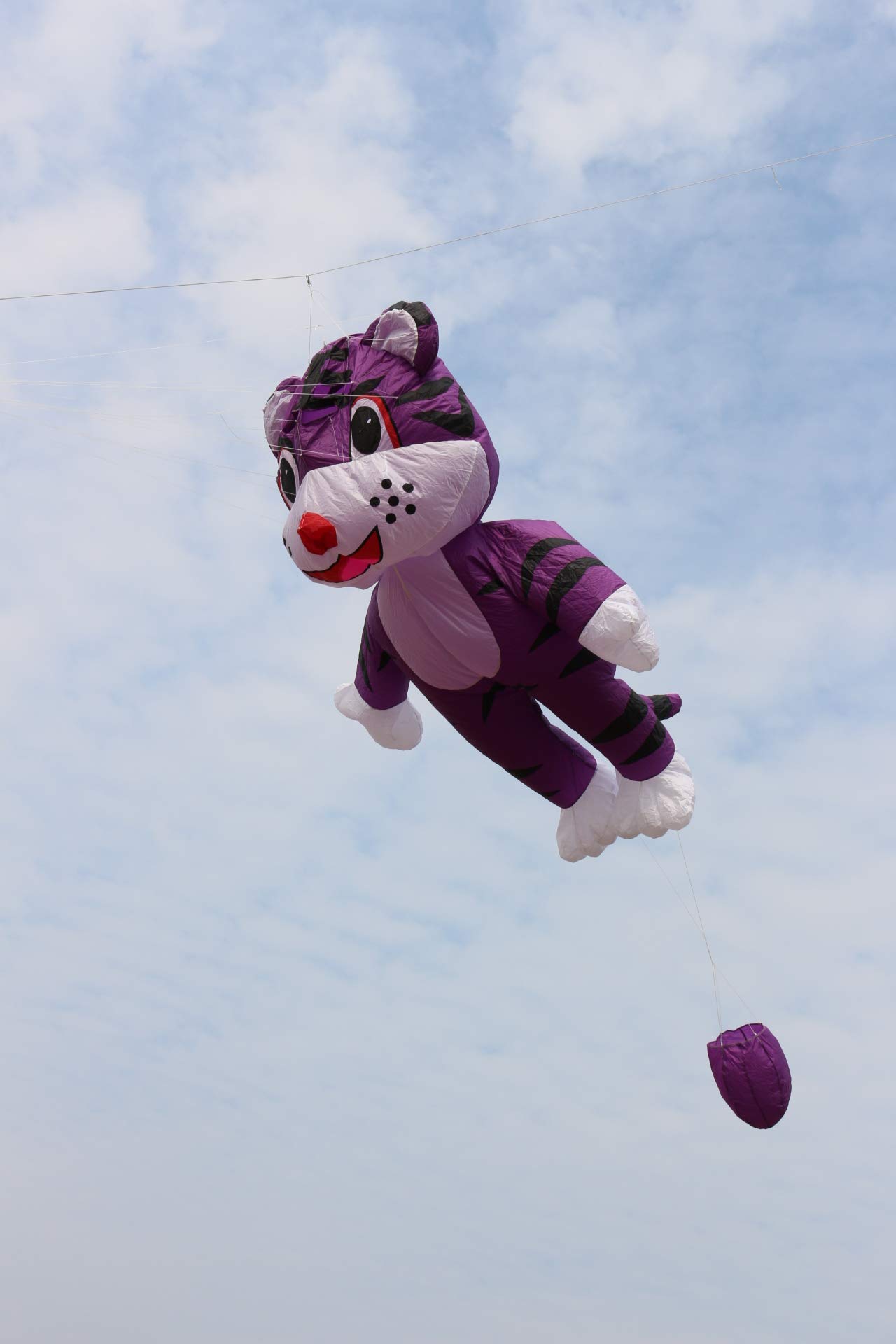 Fullfar Large Tiger 3D Kite for Adult, Nylon Fabric Software Inflatable Kite. 2.5m(8 Feet) Long, Good Beginner Fly Kite Outdoor and Beach. (Purple)
