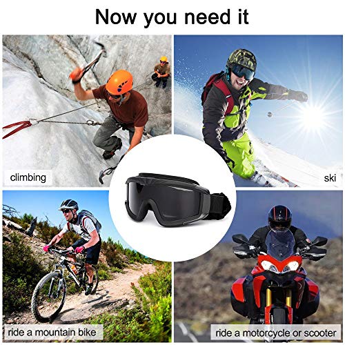 Image of Motorcycle Goggles for Men and Women - UV400 Protection, Anti-Fog, Scratch-Resistant Lens, Adjustable Strap, Windproof and Dustproof Riding Eyewear for Off-Road & Dirt Bike