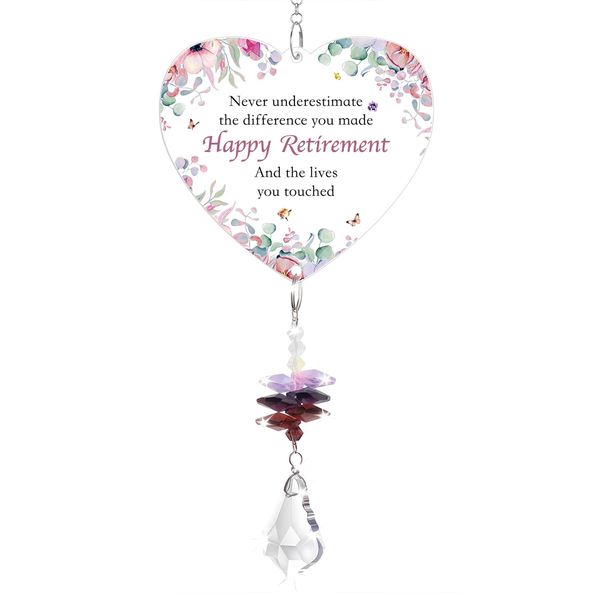 Retirement Gifts for Women, Heart Crystal Suncatcher, Leaving Gifts for Colleagues Women, Retirement Appreciation Presents for Coworkers, Teacher, Lady, Mum, Wife, Friend, Decorations Gift