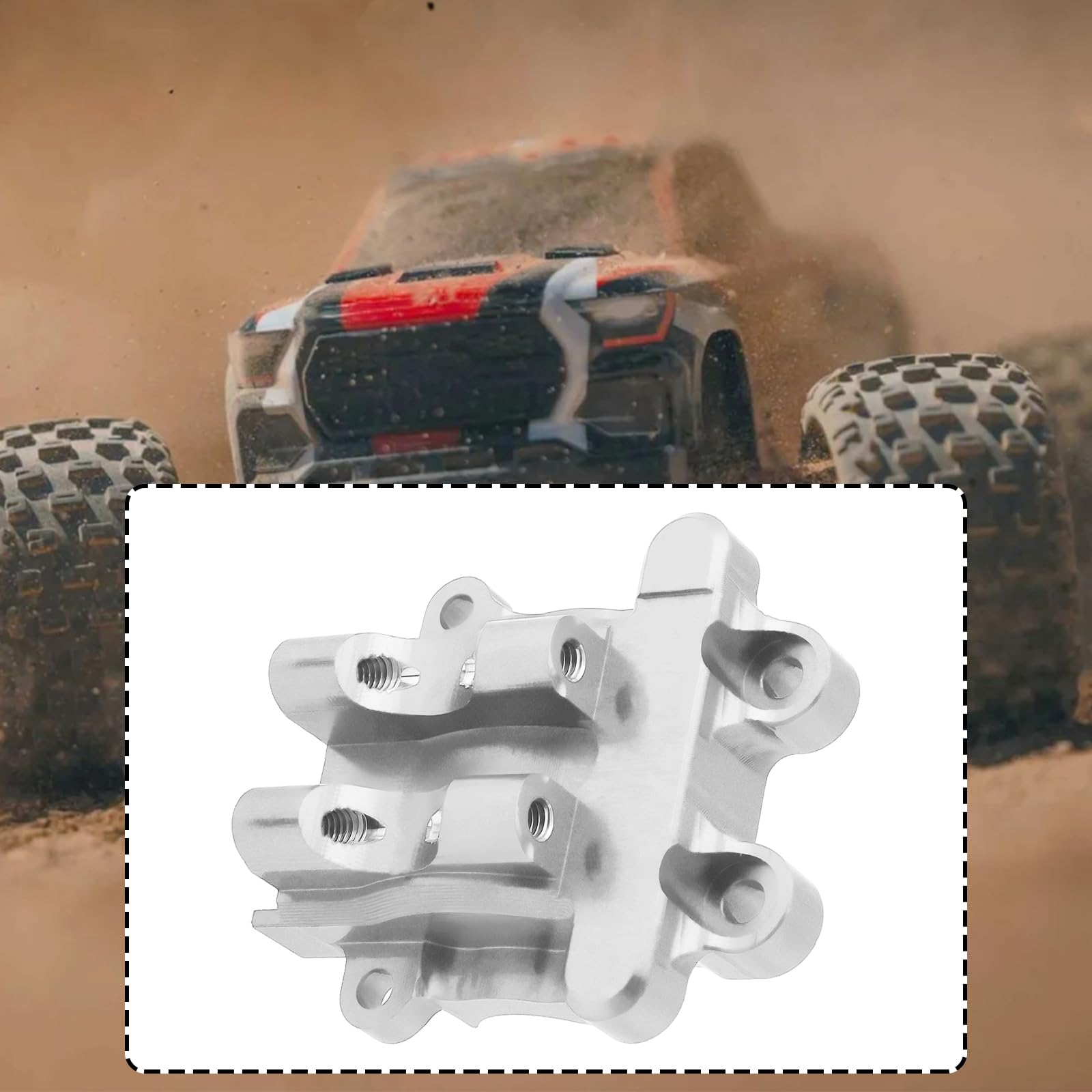 OTOTEC RC Car Rear Diff Cover Aluminum 7075 Differential Cover Compatible with ARRMA 1/18 Granite Typhon Mojave Grom Nascar, Silver - Image 4