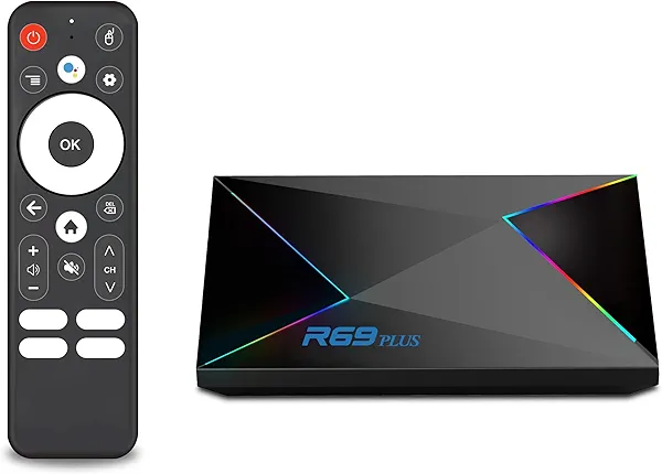 Android TV Box 14.0,R69PLUS 4GB RAM 32GB ROM Android 14 Box,CPU Allwinner H728 &GPU Mali G57-MC1 Chipset Android Box,4K/8K Resolution Support 2.4G/5.8G Dual WiFi and Bluetooth 5.0 Smart Tv Box 2025