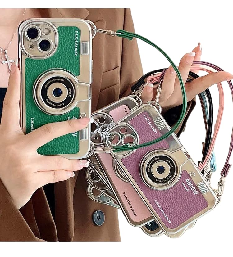 Image of G.FIDEL Phone Camera CASE with ROAP, Side Chrome &Back Side Leather CASE Compatible with Phone 11,12,13,14 Series Back Cover (Multi Colour) (PHONE14 PRO)
