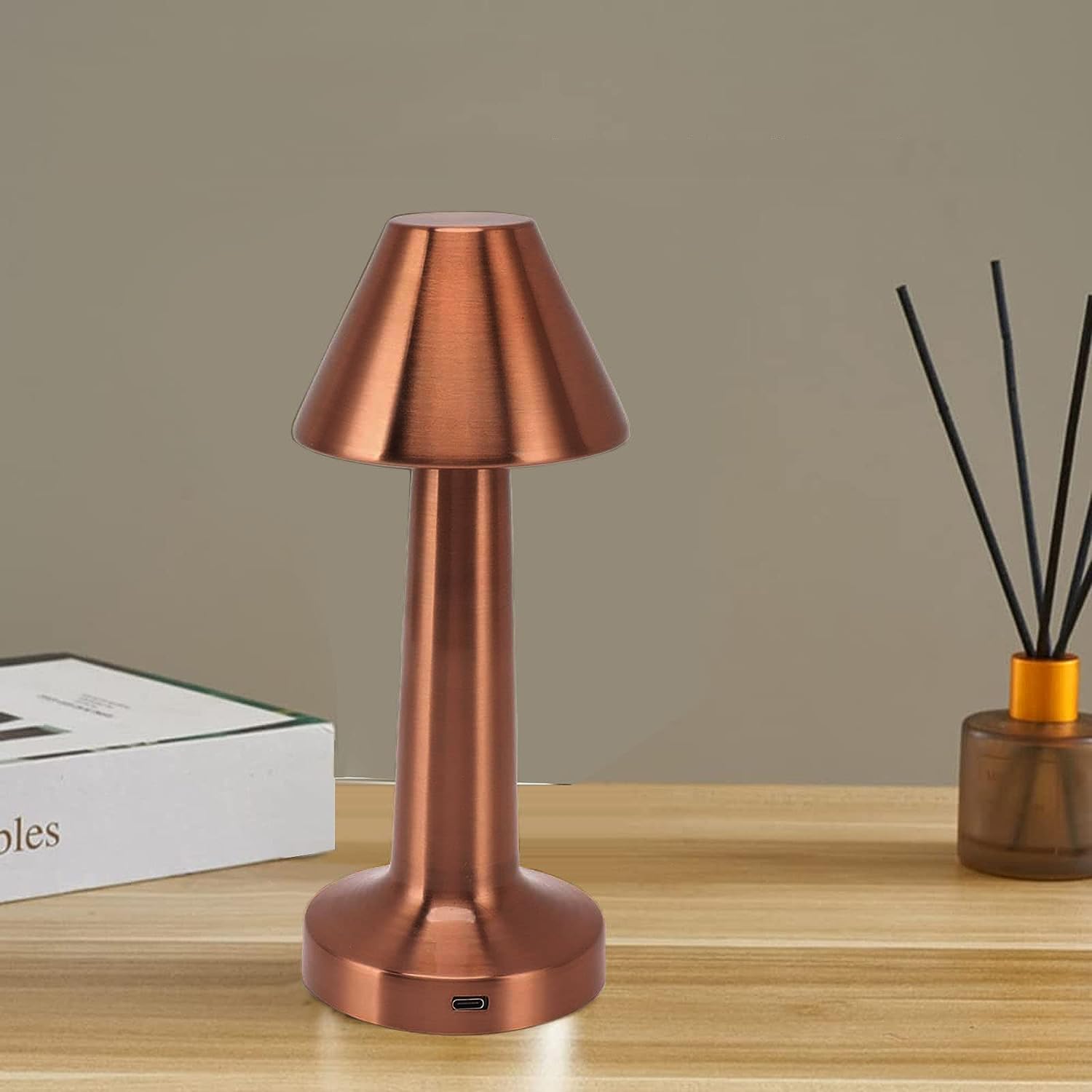 Coverzone Masaüstü Dokunmatik Lamba Şarjlı 24 Saat Kullanım Süresi Orjinal Ürün Kitap Okuma Işığı Salon Oturma Odası Yatak Odası Aydınlatma 23cm x 9cm MNT1 (Bakır)