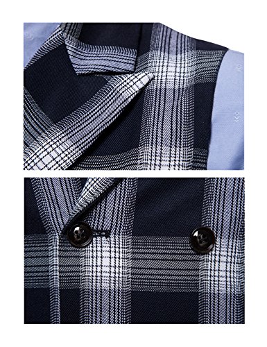 Bestgift masculino fino xadrez lapela colete G preto