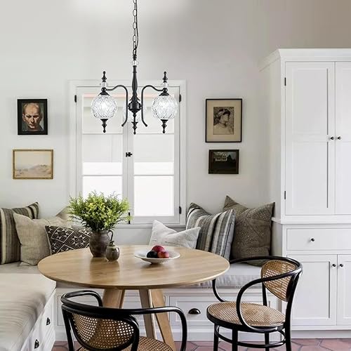 Miniatura 3 de Lámparas colgantes negras de 3 luces, candelabros modernos para isla de cocina, lámpara colgante antigua para casa de campo, sala de estar,